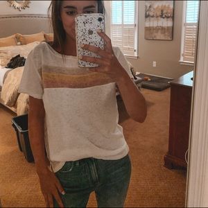 white striped tan/pink/yellow tee